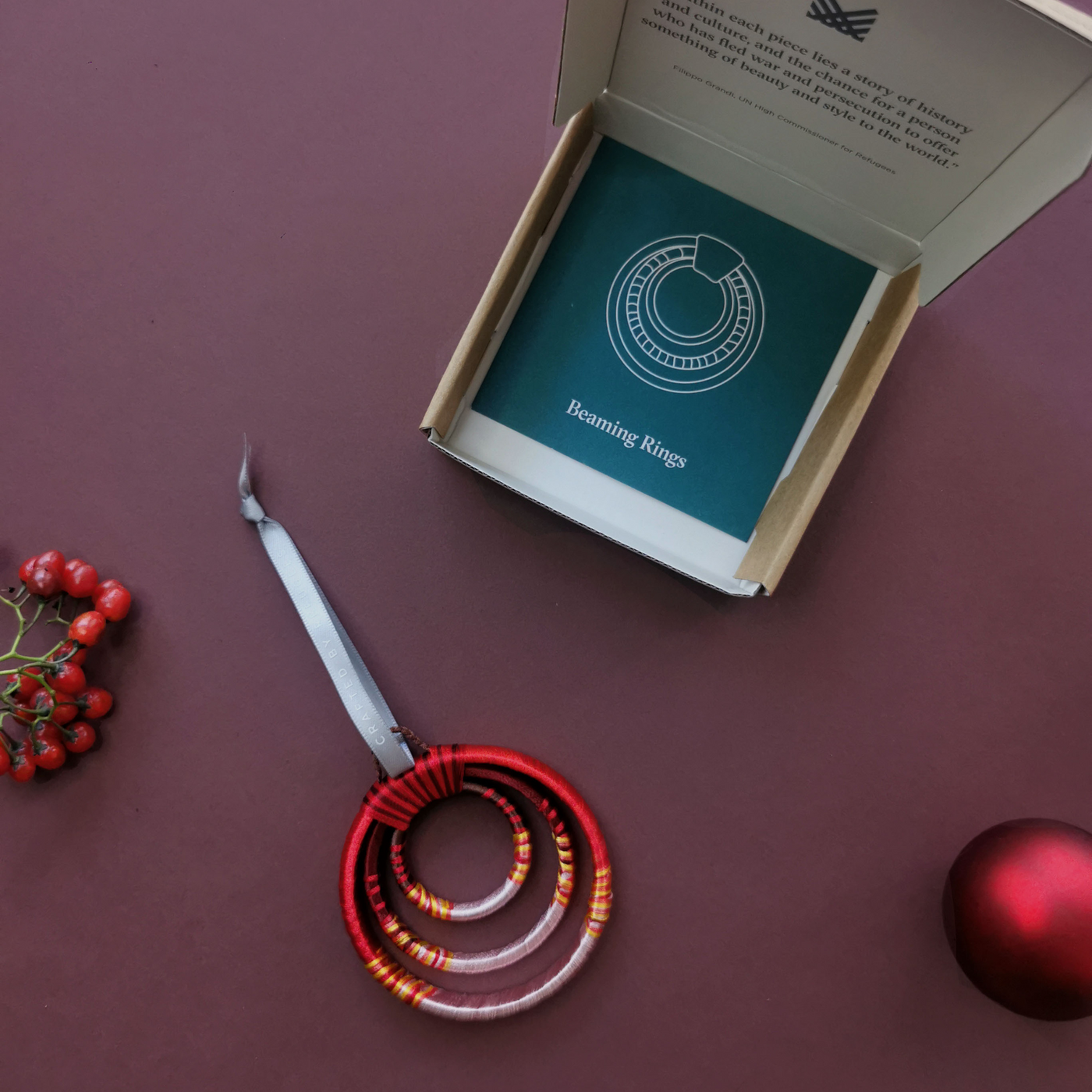 Hand Crafted Ornament - Beaming Rings