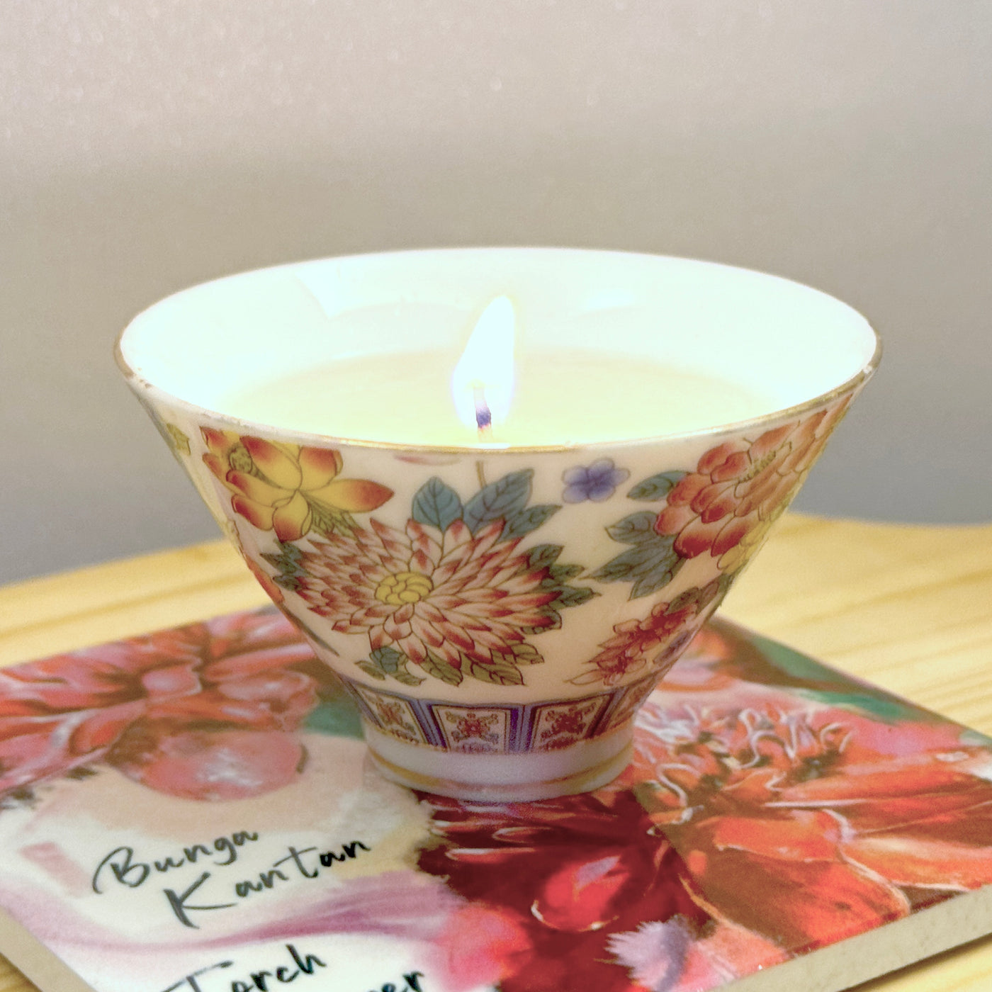Soy Wax Candle in Peranakan Teacup