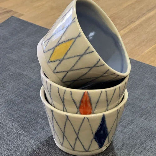 Hand-Built Ceramic Diamond Bowl