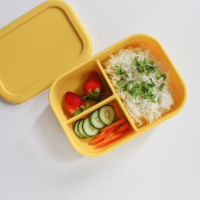 Silicone Reusable Rectangle with 3 Compartments Lunch Boxes (Bulk)