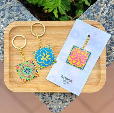 Peranakan Tiles Enamel Keychain