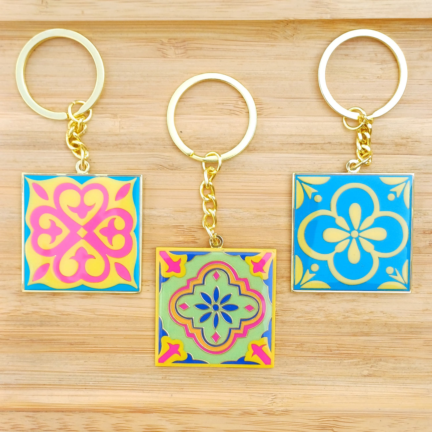 Peranakan Tiles Enamel Keychain