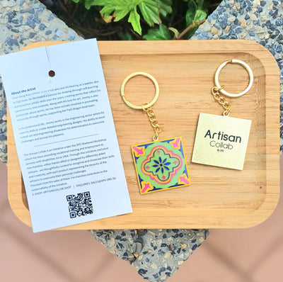 Peranakan Tiles Enamel Keychain