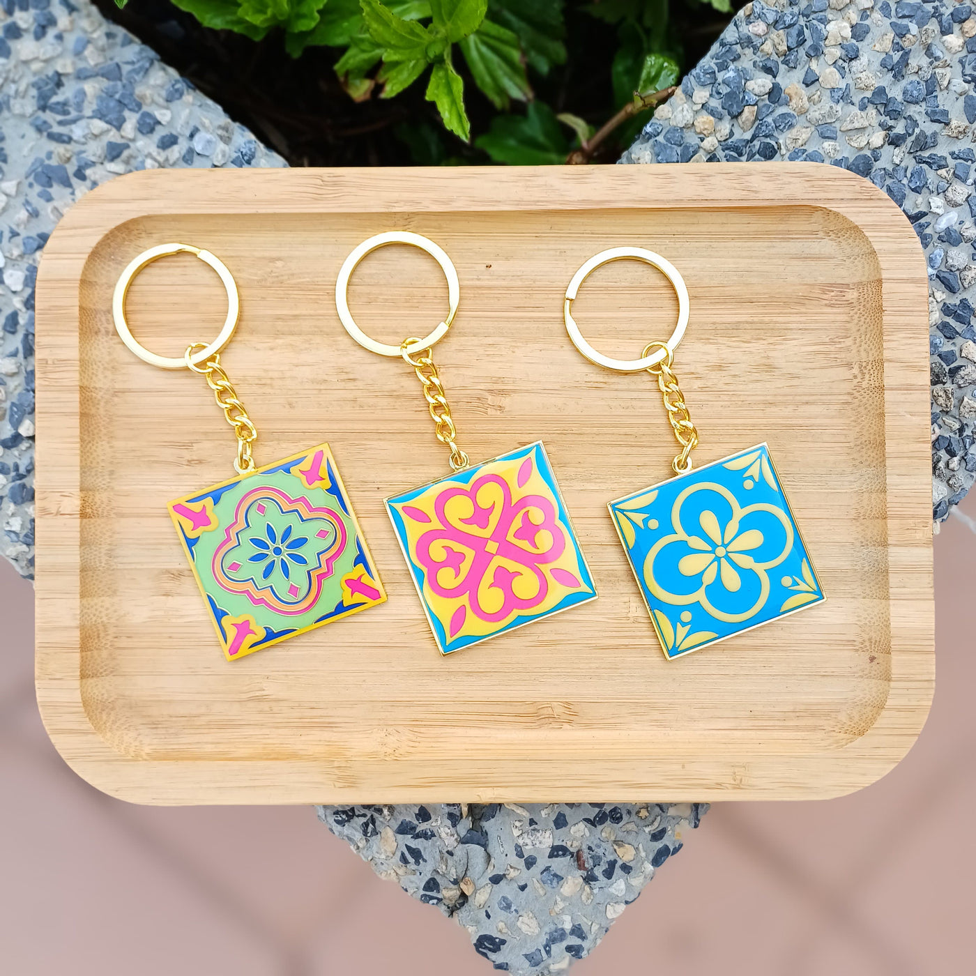 Peranakan Tiles Enamel Keychain