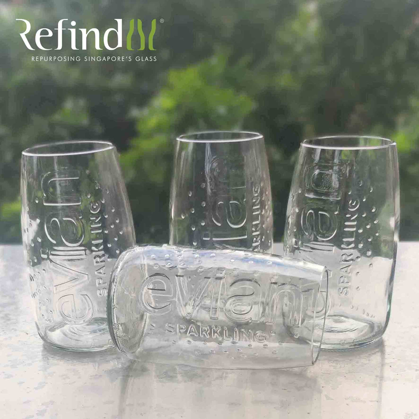 Upcycled Evian Water Glasses