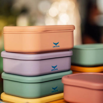 Silicone Reusable Rectangle with No Compartments Lunch Boxes